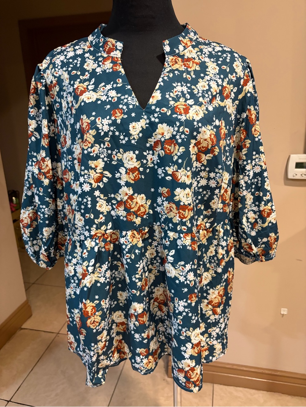 Floral Teal Women’s  Blouse